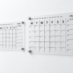 Deflecto Wall Planner – Fixed Mount – two planners on a white wall showing the stand-off mounts