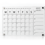 Deflecto A4 Magnetic Wall Planner WPMA4MG in clear acrylic with monthly grid and THIS WEEK section